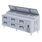Iceinox Pizza Hazırlık Buzdolabı Çekmeceli Gn 2/1-200: 6 Adet Gri