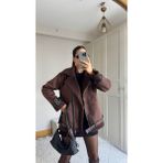 Içi Tamamen Peluş Kaplama Süet Kaban 2485 - 38 - Kahve
