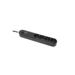 Icon Akım Korumalı 4'lü Priz 3 Port USB Çoklu Grup Priz 2 Metre Kablo 10A Siyah