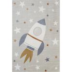 Icon Kids Ic013r Gri Renk Akrilik Roket Ve Yıldız Desenli Çocuk Odası Halısı 100 X 200 Grı