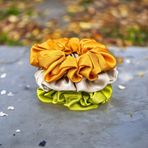 ICON SILK 3'lü Orta Boy Saf İpek Saç Tokası Seti (3,5 cm, 3 Adet) (Amber, Haki, Uçuk Yeşil)