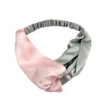 ICON SILK Çift Renkli%100 Saf İpek 19 momme Saç Bandı (Gümüş Gri/Pembe)