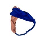ICON SILK Çift Renkli%100 Saf İpek Saç Bandı (Parlak Mavi/Blush)
