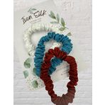ICON SILK İpek Saç Tokası (İnce, 3 Adet Set) (Ekru, Turkuaz, Kiremit)