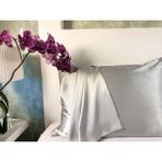 ICON SILK 'Sleep & Glow' %100 Saf Ipek Fermuarlı Yastık Kılıfı 1 Adet (Gümüş Grisi) - 50 cm * 70 cm