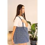ICONE BAG Desenli Yıkamalı Denim Kadın Çantası, Geniş Hacimli, Desenli El ve Omuz Bez Çanta Shopper
