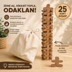 Icons Ahşap Akrobat Denge Oyunu, Akrobat Denge Seti 25 Adet Figür + Kese Montessori Oyuncak Seti