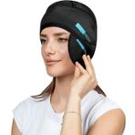 iCool Head Migren Başlığı, Baş Ağrısı için Jel Soğuk Kompres, Migren Bandı, Gerginlik, Sinüs Ağrısı, Şişmiş Gözler, Stres Azaltma, Kafa Yaralanma ve Travma için Soğutma Başlığı (Siyah)