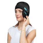 iCool Head Migren Ve Baş Ağrısı Giderici Başlık, Sıcak Ve Soğuk Kompres Şapka, Buz Paketi Bandaj (SİYAH)