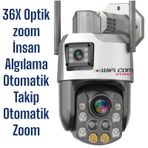 İcsee 6 Mp Çift Kameralı 36x Optik Zoom Büyük Ptz Wifi Kamera