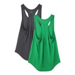 icyzone Racerback kadın spor üst giyim, hafif yoga atleti, fitness, gündelik tişört, üst parça, 2'li paket, Koyu Gri/Yeşil, M