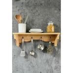 İda Wooden Dekoratif Terek - Duvar Rafı & Askılık – 4 Askılı Dekoratif Mutfak ve Antre Tereği - Rafı - Safir Meşe