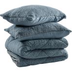 Idaş Sharpa Peluş Çift Kişilik Yorgan Seti Indigo - 195 x 215 cm - İndigo