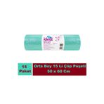 İdeal 15'li 50x60 cm Yeşil Orta Boy Çöp Torbası