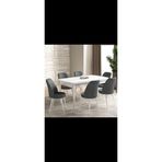 İdeal home beyaz kelebek masa 6 gri sandalye H301