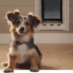 Ideal Pet Products Duvar Girişi Evcil Hayvan Kapısı Çift Kapağı, Duvarlar için, Dahili Teleskopik Tünel ve Kilitleme Sürgülü, Orta Boy