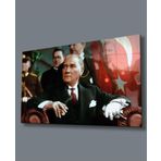 İdealizbiz Atatürk Portresi Uv Baskılı Cam Tablo, Ev Ve Ofis Duvar Dekoru Hediyelik