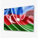idealizbiz Azerbaycan Bayrağı Cam Tablo 4mm Dayanıklı Temperli Cam idl_519 110 x 70