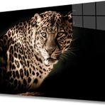 İdealizbiz Leopar Hayvan Portresi Cam Tablo, Ev Ve Ofis Duvar Dekoru, Hediyelik Büyük Temperli 4 Mm Cam Tablo
