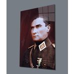 İdealizbiz Üniformalı Asker Atatürk Cam Tablo, Uv Baskılı Ve Temperli, Hediyelik