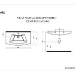 İdevit Vega 85 cm Hİlton Dolap Uyumlu Etejerli Lavabo