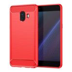 IDEWEI Samsung Galaxy C10 için cep telefonu kılıfı, Rafine karbon fiber, Anti-fall, Parmak izi önleyici, Tam koruma Kırmızı