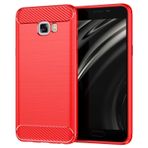 IDEWEI Samsung Galaxy C5 için cep telefonu kılıfı, Rafine karbon fiber, Anti-fall, Parmak izi önleyici, Tam koruma Kırmızı