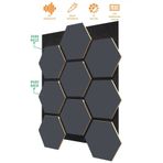 İdil Panel Ahşap Altıgen Petek Akustik Duvar Kaplama Paneli Mdf 68x56cm Antrasit