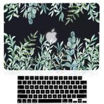 iDonzon MacBook Air 13.5 inç M3 A3113 M2 A2681 2024 2023 2022 için Kılıf Sıvı Retina Ekran Dokunmatik Kimlik, 3D Efektli Mat Siyah Şeffaf Sert Kapak ve Klavye Kapağı, Yeşil Bitkiler