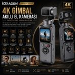 İdragon AT-M105 4K Gimbal Kamera | Wi-Fi Bağlantılı Akıllı Takip Özellikli Vlog & Aksiyon Kamerası - Koyu Gri