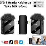 İdragon F15-2 Profesyonel Kablosuz Yaka Mikrofonu – Type-C Uyumlu, Gürültü Engelleme, Youtube Tiktok Röportaj Kayıt Mikrofonu - Siyah