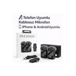 idragon Profesyonel Çiftli Kablosuz Yaka Mikrofon iPhone Android Uyumlu Vlog YouTube TikTok Canlı Yayın