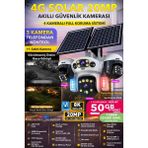 IDS 20MP 3 Hareketli 4 Kamera Sım Kartlı 4g Solar Güneş Enerjili Güvenlik Kamerası Sd Kart Internt Dahil - Beyaz