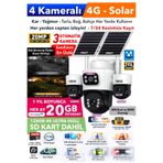IDS 20MP 4 Kameralı 3 Otomatik 4G Güneş Enerjili Solar Güvenlik Kamerası 240GB İnternet 128GB SD Kart