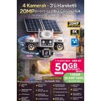 IDS 4 Kamera 3 Otomatik 20MP Solar 4g Güneş Enerjili Güvenlik Kamerası 50GB Internet ve 128GB Sd Kart