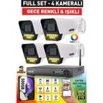 IDS 4 Kameralı Full HD 5MP Lensli Gece Görüşlü Renkli Güvenlik Kamerası Seti 500GB Su Geçirmez
