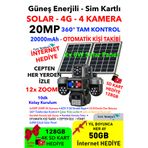 IDS 4 Lens 20MP 4G Güneş Enerjili Güvenlik Kamerası Sim Kartlı 128GB SD Kart ve 600GB İnternet Hediye