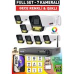 IDS 7 Kameralı 1080P Fullhd 5mp Lensli 9 LED Renkli Gece Görüşlü Güvenlik Kamerası Seti - 320GB