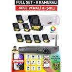 IDS 8 Kameralı 5mp Lensli 1080P Fullhd Renkli Gece Görüşlü 9 LED Güvenlik Kamerası Seti - Nohdd