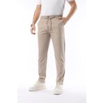 İDS COLLECTİON Erkek Kumaş Pantolon Jogger Kesim Slim Fit Likralı Bej - Beli Lastikli & Rahat Kesim
