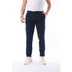 İDS COLLECTİON Erkek Pileli Mevsimlik Pantolon Likralı Kumaş Lacivert - Slim Fit & Normal Bel