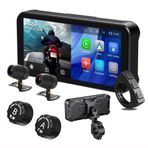 IEEDFJKK Motosiklet DVR,6.25 inç Dokunmatik IPS Ekran,Çift 1080P Kamera,TPMS, Dual WiFi, CarPlay/Android Auto,Su Geçirmez,Gece Görüşlü,Desteği Mobil uygulamaları ve bölünmüş ekran işlevselliğini