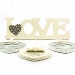 ieg™ Decotown Love Yazılı Çerçeve 3lü Kalpli Ahşap Fotoğraf Çerçevesi