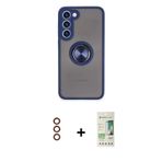 ieg™ Galaxy S23 Plus Kılıf Yörünge Çizgi - Siyah 20D Premium Cam Ekran Koruyucu + Kırmızı Metal Kame