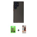 ieg™ Galaxy S23 Ultra Kılıf Ahenk Çizgi Serisi - Siyah AutoKit 5in1 Fiber Hayalet Cam Ekran Koruyucu
