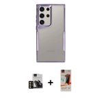 ieg™ Galaxy S23 Ultra Kılıf Akış Çizgi Koleksiyonu - Siyah AutoKit 5in1 Fiber Hayalet Cam Ekran Koru