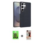ieg™ Galaxy S23 Ultra Kılıf Doruk Serisi - Siyah AutoKit 5in1 Fiber Hayalet Cam Ekran Koruyucu + Siy
