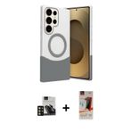 ieg™ Galaxy S23 Ultra Kılıf Kozmos Form Özel Seri - Siyah AutoKit 5in1 Fiber Hayalet Cam Ekran Koruy