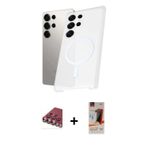 ieg™ Galaxy S23 Ultra Kılıf Kutup Minimal - Siyah AutoKit 5in1 Fiber Hayalet Cam Ekran Koruyucu + Kı