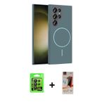 ieg™ Galaxy S23 Ultra Kılıf Siluet Doku Özel Seri - Siyah AutoKit 5in1 Fiber Hayalet Cam Ekran Koruy